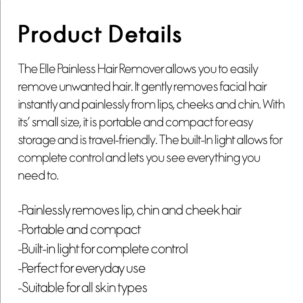 New in Box NWT Elle Painless Facial Hair Remover - Picture 13 of 13